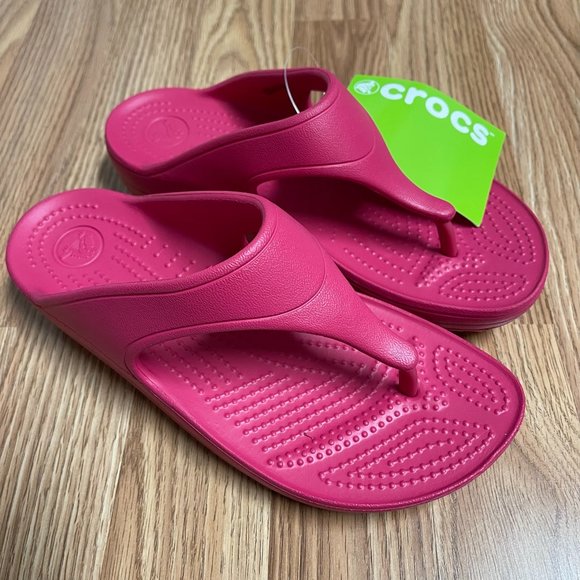Women's Croc Sloan Platform Flip Flop Thong Sandal SZ 7 Raspberry - Picture 3 of 7